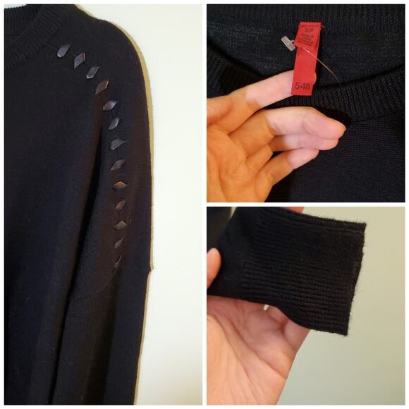 5/48 Indie Chic Black Pullover Sweater with Fringed Hem SMALL ~ Grunge Punk Rave - Picture 5 of 9